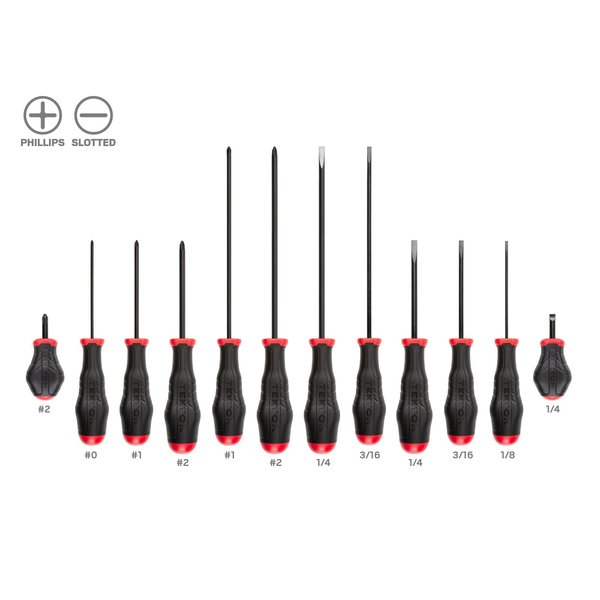 Tekton High-Torque Black Oxide Blade Screwdriver Set, 12-Piece (#0-#2, 1/8-1/4 in.) DRV41240